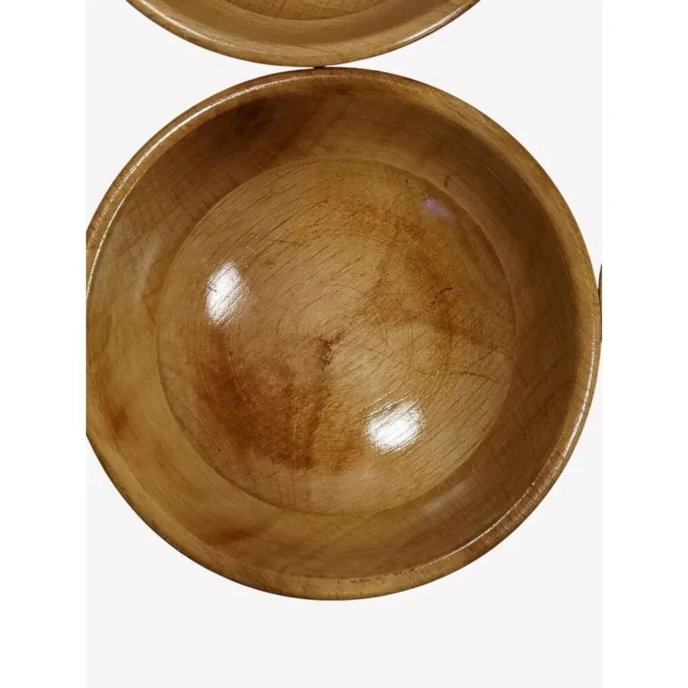 MCM Laminated 2 Tone Wood Bowls Set Of 4 Snack Salad Farmhouse Chic 1970s 70s